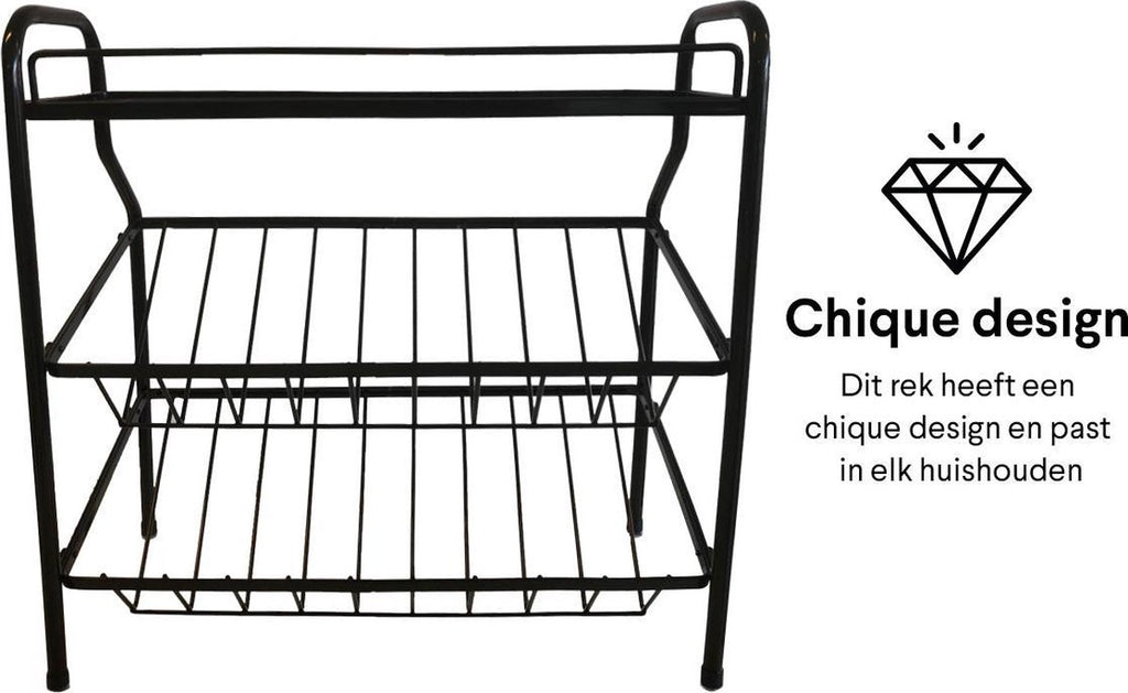  Zindoo Kruidenrek Zwart 3-laags Staand - Specerijen Rek - Kruiden Rek - Duurzaam RVS - Anti Slip Onderzijde - Specerijenstandaard – Keukenorganizer - Spice Rack - Kitchen Rack - Spice Organizer Keukenaccessoire - ZIN-SR05
