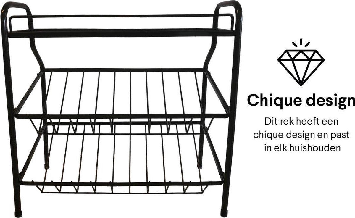  Zindoo Kruidenrek Zwart 3-laags Staand - Specerijen Rek - Kruiden Rek - Duurzaam RVS - Anti Slip Onderzijde - Specerijenstandaard – Keukenorganizer - Spice Rack - Kitchen Rack - Spice Organizer Keukenaccessoire - ZIN-SR05