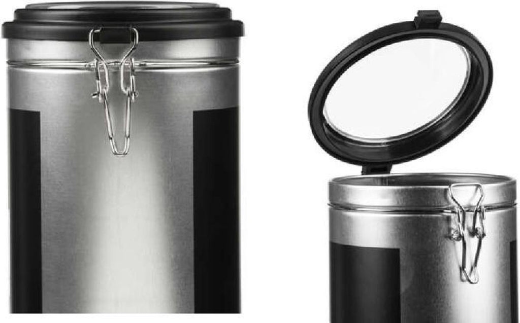  Préfère® Koffiebonen Bewaarbus 1,6L - Koffiepads Bewaarbus - Koffieblikbewaarblik - Zilver/Zwart