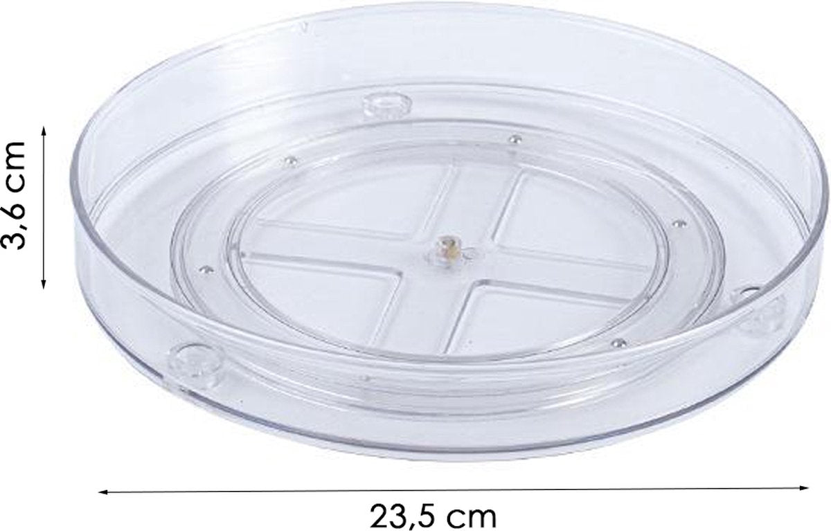 Merkloos Kruidenrek Draaibaar - Transparant - Diameter 23,5 Cm - Multifunctioneel Draaiplateau
