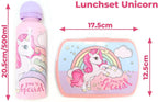  Broodtrommel + Drinkfles Unicorn | Lunchbox Voor Kinderen | Eenhoorn Roze LS03a