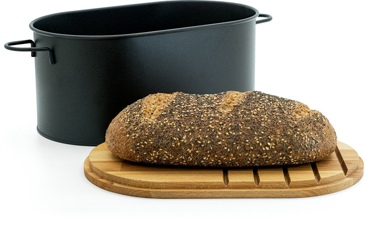  Industrial Living Broodtrommel-Brooddoos Met Snijplank-Brood Bewaren-Metaal-Hout