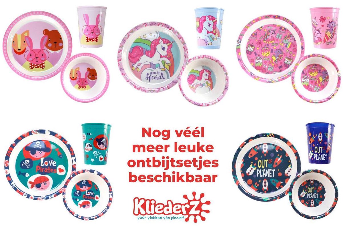  Unicorn Broodtrommel + PET Drinkfles Lichtblauw | Eenhoorn Lunchbox Set Voor Meisjes LS22