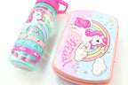  Unicorn Broodtrommel + PET Drinkfles Lichtblauw | Eenhoorn Lunchbox Set Voor Meisjes LS22