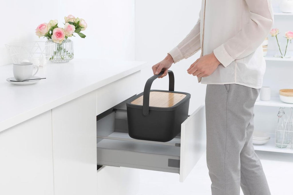  Brabantia Nic Broodtrommel - Met Bamboe Deksel - Dark Grey