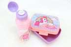  Broodtrommel + Drinkfles Unicorn | Lunchbox Voor Kinderen | Eenhoorn Roze LS03a