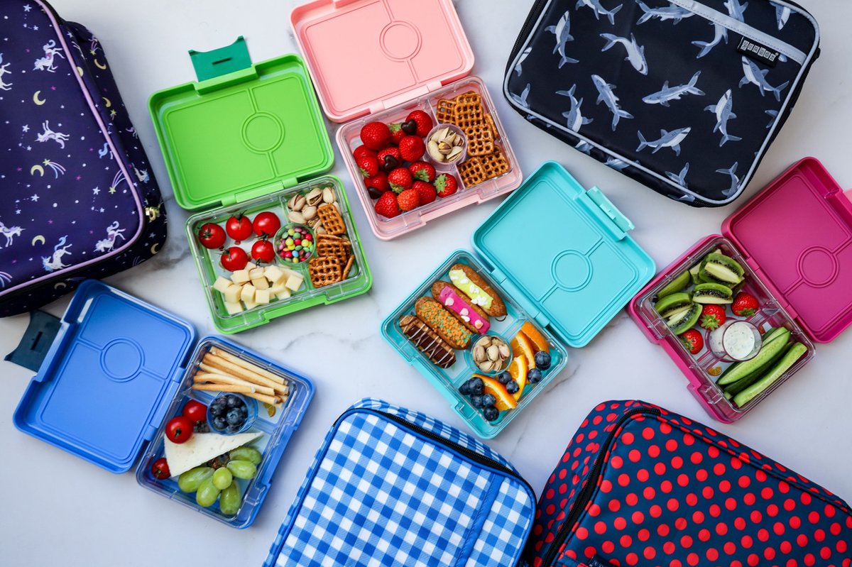 Yumbox Snack - Lekvrije Bento Box Lunchbox - 3 Vakken - Coco Roze / Rainbow Tray