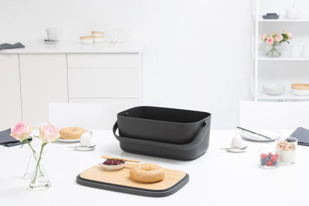  Brabantia Nic Broodtrommel - Met Bamboe Deksel - Dark Grey