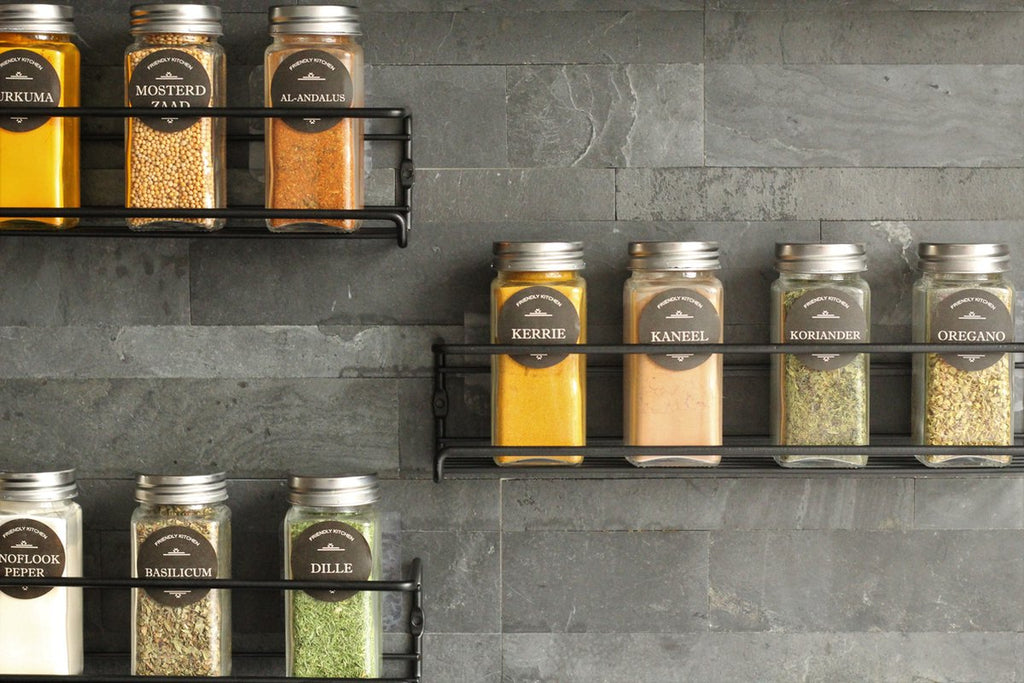 Merkloos Friendly Kitchen - Zwart Ophangbaar Kruidenrek - Modern Strak Kruidenrekje - Staal