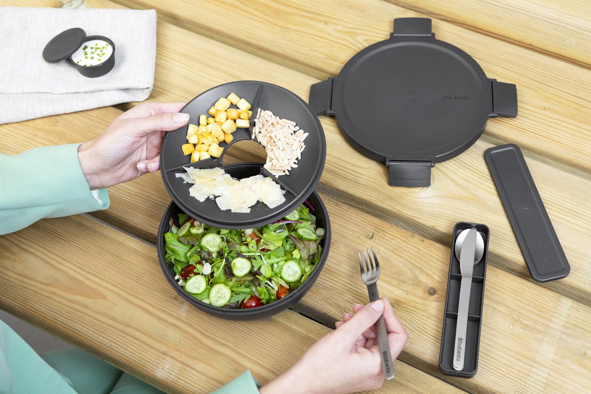  Brabantia Make &amp; Take Salade Lunchbox - 1,3 L - Kunststof - Dark Grey