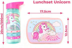  Unicorn Broodtrommel + PET Drinkfles Lichtblauw | Eenhoorn Lunchbox Set Voor Meisjes LS22