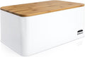  Oklahoma Broodtrommel Metaal 35,5x15,5x23 Cm Bamboe Deksel Snijplank