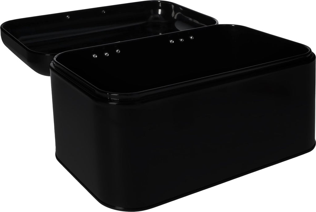  QUVIO Broodtrommel - Brooddoos - Brood Bewaren - Vershouddoos Voor Brood - Brooddoos - Klepdeksel - Scharnierdeksel - Zwart - Ijzer - 9,5 Liter Inhoud - 20 X 30 X 16 Cm