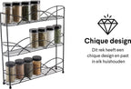  Zindoo - Kruidenrek - Standaard - 3-laags - Ophangbaar - 18 Kruiden Potjes - Anti-slip Pootjes - Spice Rack - Specerijenrek - Keukenorganizer - Keukenaccessoires