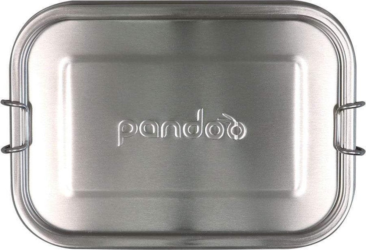  Pandoo RVS Lunchbox - 1200 Ml - Incl. Divider + Katoenen Tas