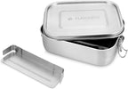  Navaris RVS Broodtrommel Met Verdeler - Meal Prep Bakje - Vershouddoos - Lunchbox - 17 X 13 X 6 Cm - Inhoud 0,8 Liter - Vaatwasbestendig