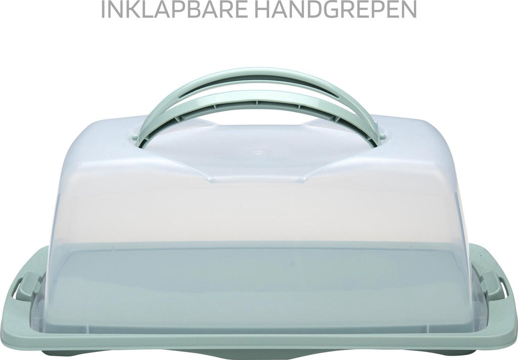 Merkloos Spesely® Pastel Groen Taart Bewaardoos Met Deksel En Inklapbare Handgrepen - Rechthoek - 39x19xH15cm - Vershouddoos - Transparant - Opbergdoos Taart - Taartdoos - Cakedoos - Taartdoos Met Deksel - Boîte à Gâteaux