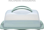 Merkloos Spesely® Pastel Groen Taart Bewaardoos Met Deksel En Inklapbare Handgrepen - Rechthoek - 39x19xH15cm - Vershouddoos - Transparant - Opbergdoos Taart - Taartdoos - Cakedoos - Taartdoos Met Deksel - Boîte à Gâteaux