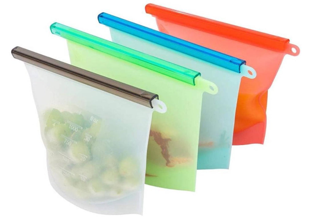 Merkloos Vershoudzakken Food Savers - Diepvrieszakken Vrieszakken Invrieszakken - Duurzaam Voedsel Bewaren - Siliconen - Herbruikbaar - Bewaarzakken - Lekvrij - BPA Vrij - Foodsavers - Fresh Bags - 3+1 Gratis
