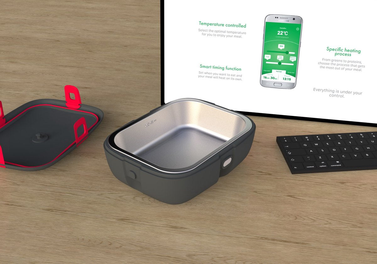  Faitron HeatsBox Style+ - Elektrische Lunchbox - Lunchtrommel Volwassenen - RVS - Verschillende Compartimenten - Met Smartphone App - 220V - Voor Warme Maaltijden