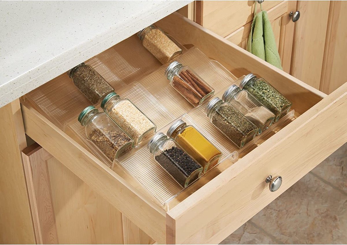  Kruidenrek - Lade-organizer - Voor Keuken, Badkamer En Kantoor - Voor Kruiden En Specerijen - Uitschuifbaar/3 Verdiepingen - Transparant