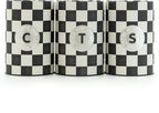  Industrial Living Voorraadblikken – Voorraadbussen Koffie Thee Suiker – Bewaarblik – Checkerboard – Voorraadpot Geblokt Voor Koek – Metaal - Set Van 3 – Zwart - Wit