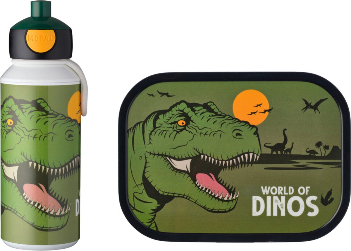  Mepal – Lunchset Campus (pu + Lb) – Pop-up Drinkfles En Broodtrommel Voor Kinderen – Dino – Bento Box – Lekvrij