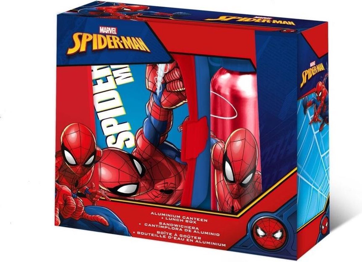 Marvel Schoolset, Broodtrommel Met Drinkfles Spiderman