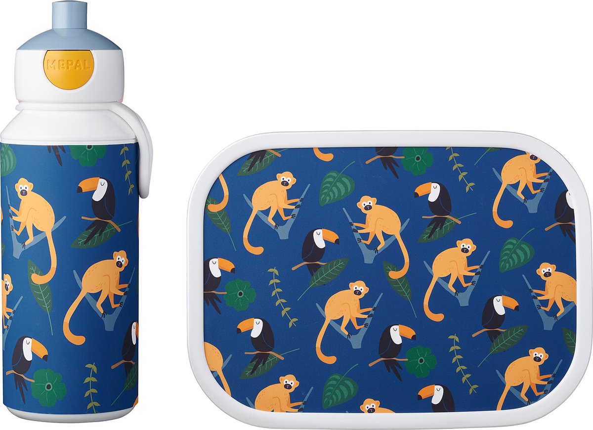  Mepal – Lunchset Campus (pu + Lb) – Pop-up Drinkfles En Broodtrommel Voor Kinderen – Jungle – Bento Box – Lekvrij