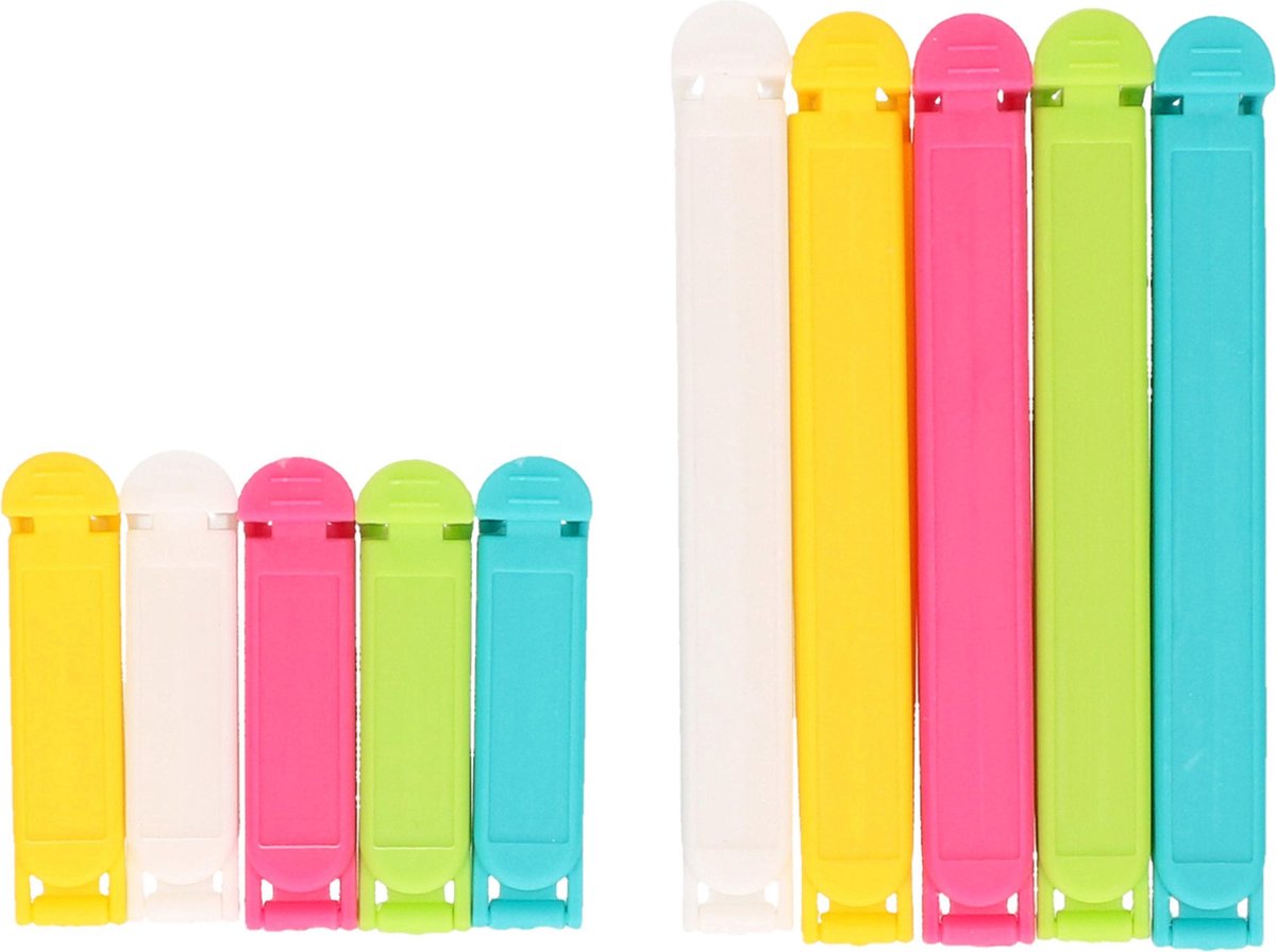 Merkloos 20x Gekleurde Keuken Afsluitclips / Vershoudclips 6/12 Cm