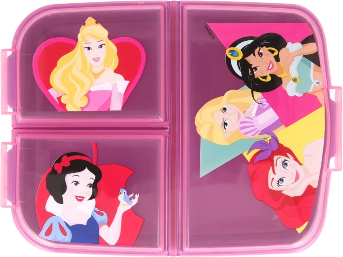  Disney Prinsessen Broodtrommel 3 Vakjes - Officieel Gelicentieerd -18x13 Cm - Brooddoos -Lunchbox