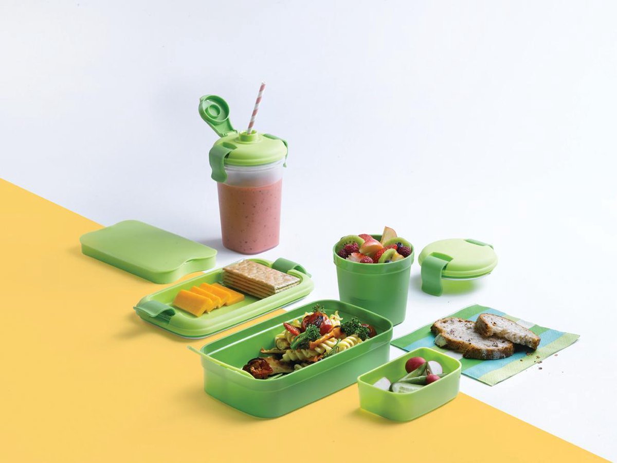  Curver Lunch&amp;Go - Vershouddoos - Lunchbox - Inclusief Bestek - 2/3 Compartimenten - Groen