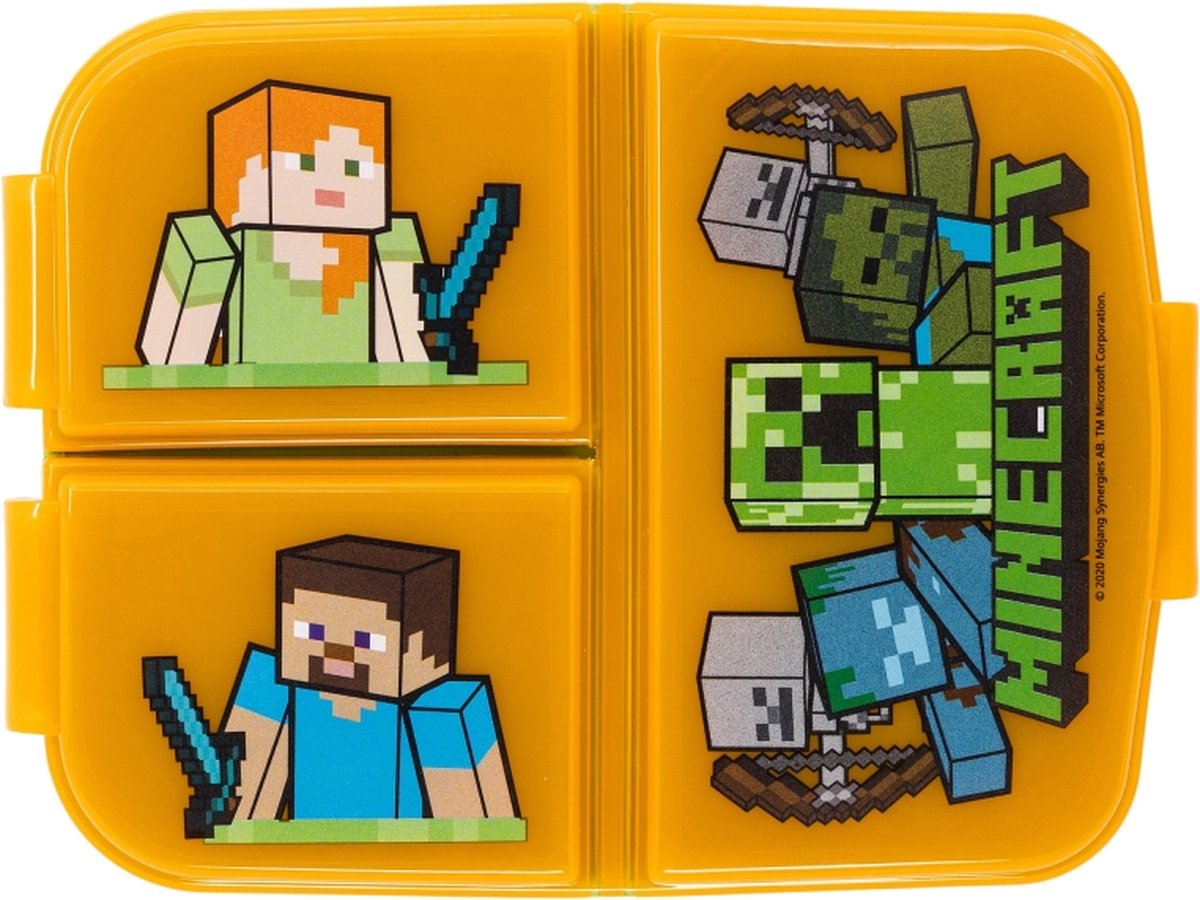 Mickey Mouse Minecraft Broodtrommel 3 Vakjes - 18x13 Cm - Brooddoos - Lunchbox