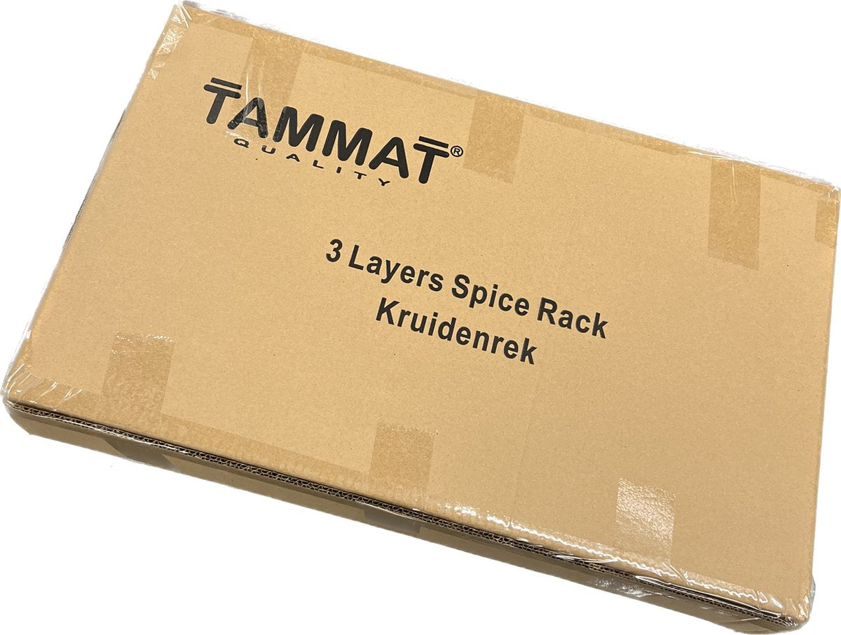  TammaT - Kruidenrek - Kruidenrek Staand - Inklapbare Keukenrek - 3-laags 35x21x56,5CM - Keuken Organizer - Aanrecht Organizer - Keuken Opslag - Roestvrij Staal - Opbergrek - Keuken Organizers - Roestvrij En Krasvrij