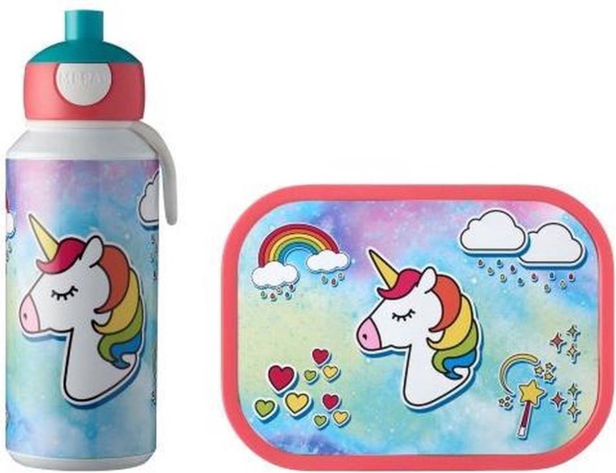 Mepal – Lunchset Campus (pu + Lb) – Pop-up Drinkfles En Broodtrommel Voor Kinderen – Unicorn – Bento Box – Lekvrij