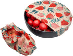  Bijenwas Wraps (Bijenwas Doek) - "rode Aardbei" Set Van 3 - 1S, 1M, 1L - Beeswax Wraps - Herbruikbaar Boterhamzakje - Bee Wrap - Beewax - Bijenwasdoek - Zero Waste - Duurzaam Cadeau