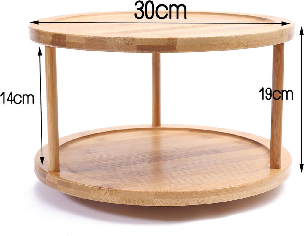 Merkloos Decopatent® Kruidenrek / Fruitschaal Bamboe - Rond - Kruiden Carrousel - Draaibaar - Staand Bamboe Specerijenrek Draaiplateau - Fruitrek