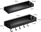 Merkloos TDR - Kruidenrek - Ophangbaar - Inclusief 6 Verplaatsbare Haken Voor Keukengereedschap - 50 Cm - Zwart