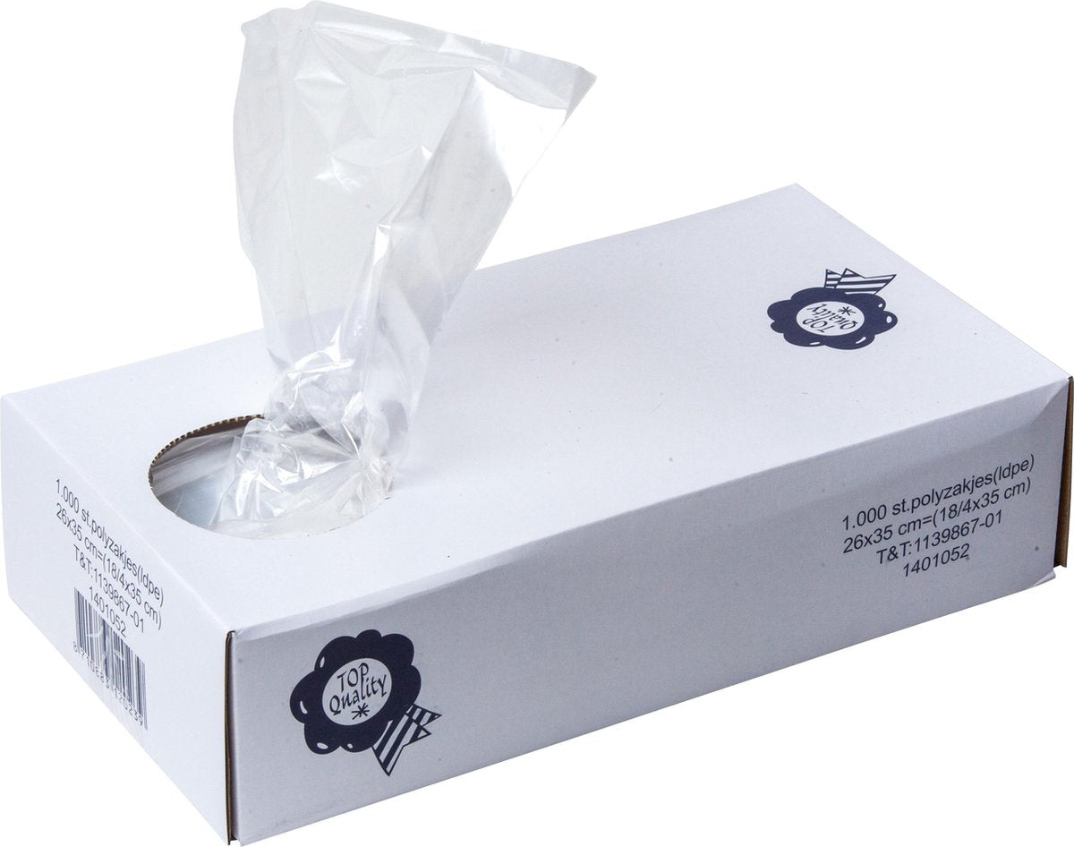  Polyzakjes Ldpe - Voedsel- Boterhamzakjes- Zakjes- Bewaarzakjes- 26x35 Cm- Transparant 1000 Stuks
