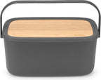  Brabantia Nic Broodtrommel - Met Bamboe Deksel - Dark Grey