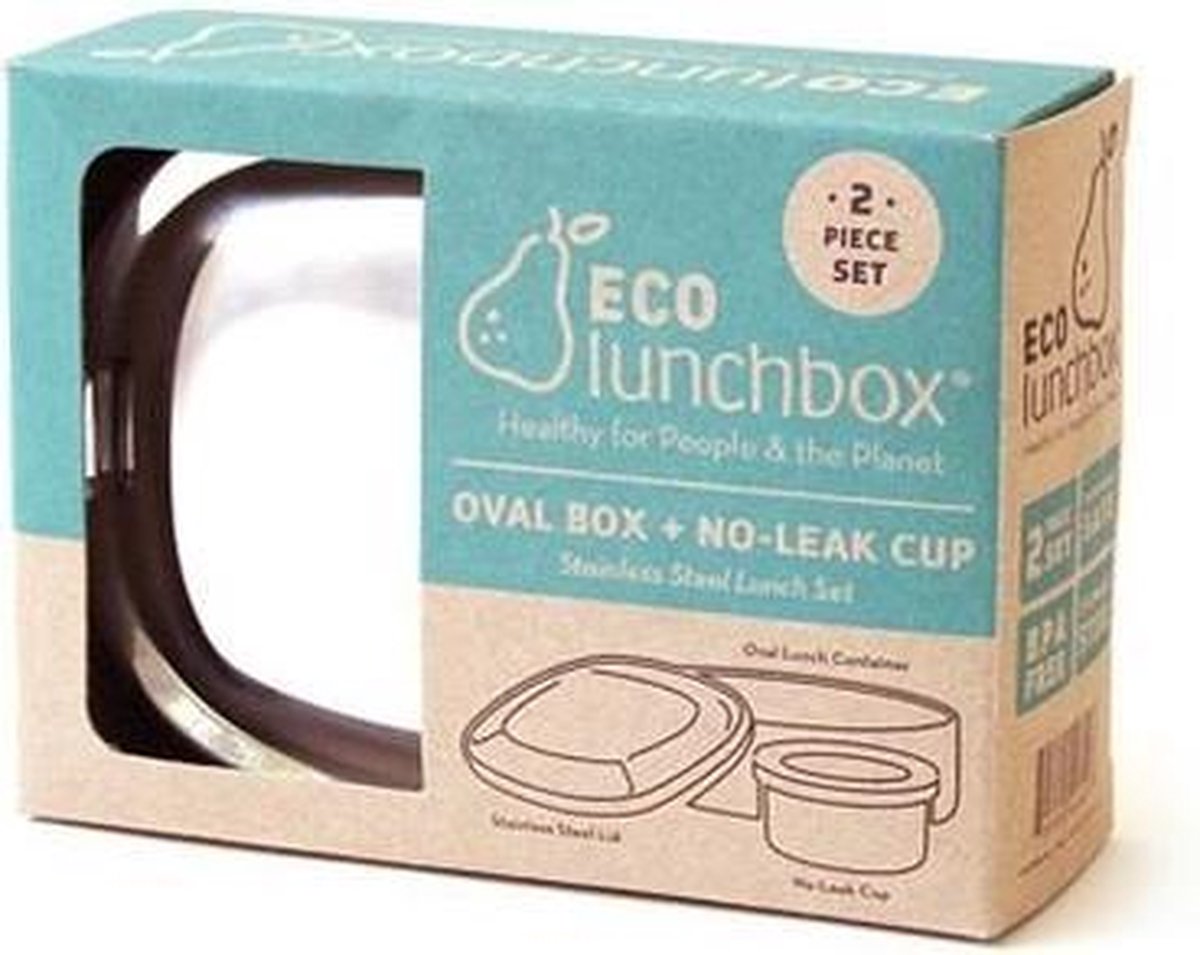  EcolLunchbox - RVS Lunchbox Oval - Herbruikbare Lunchbox