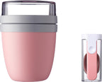  Mepal - Lunchpot + Vouwlepel Ellipse - Nordic Pink - Yoghurtbeker Met Lepel - Muesli Beker To Go - Geschikt Voor Vriezer, Magnetron En Vaatwasser.