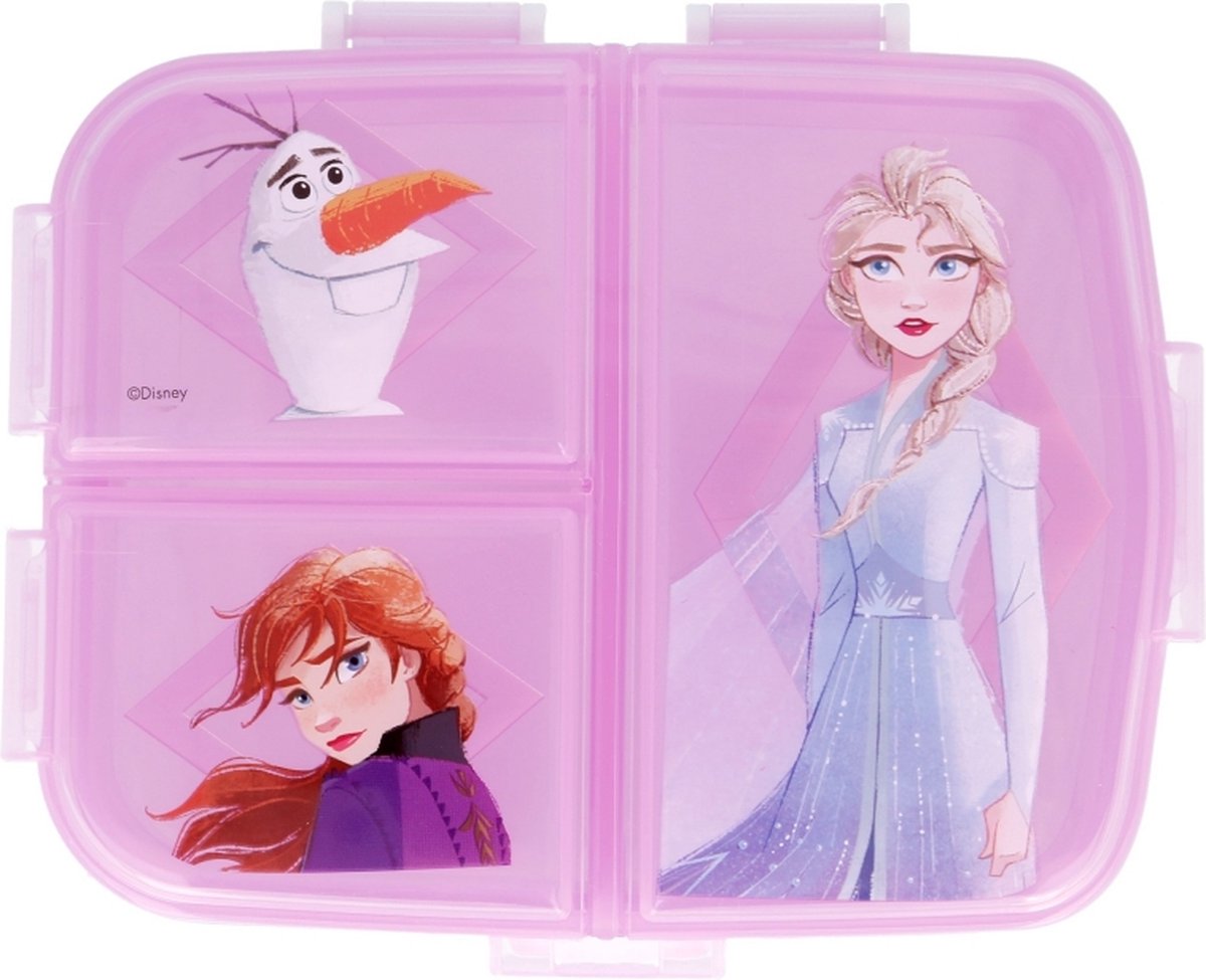 Disney Frozen Broodtrommel 3 Vakjes - 17x20 Cm - Brooddoos -Lunchbox