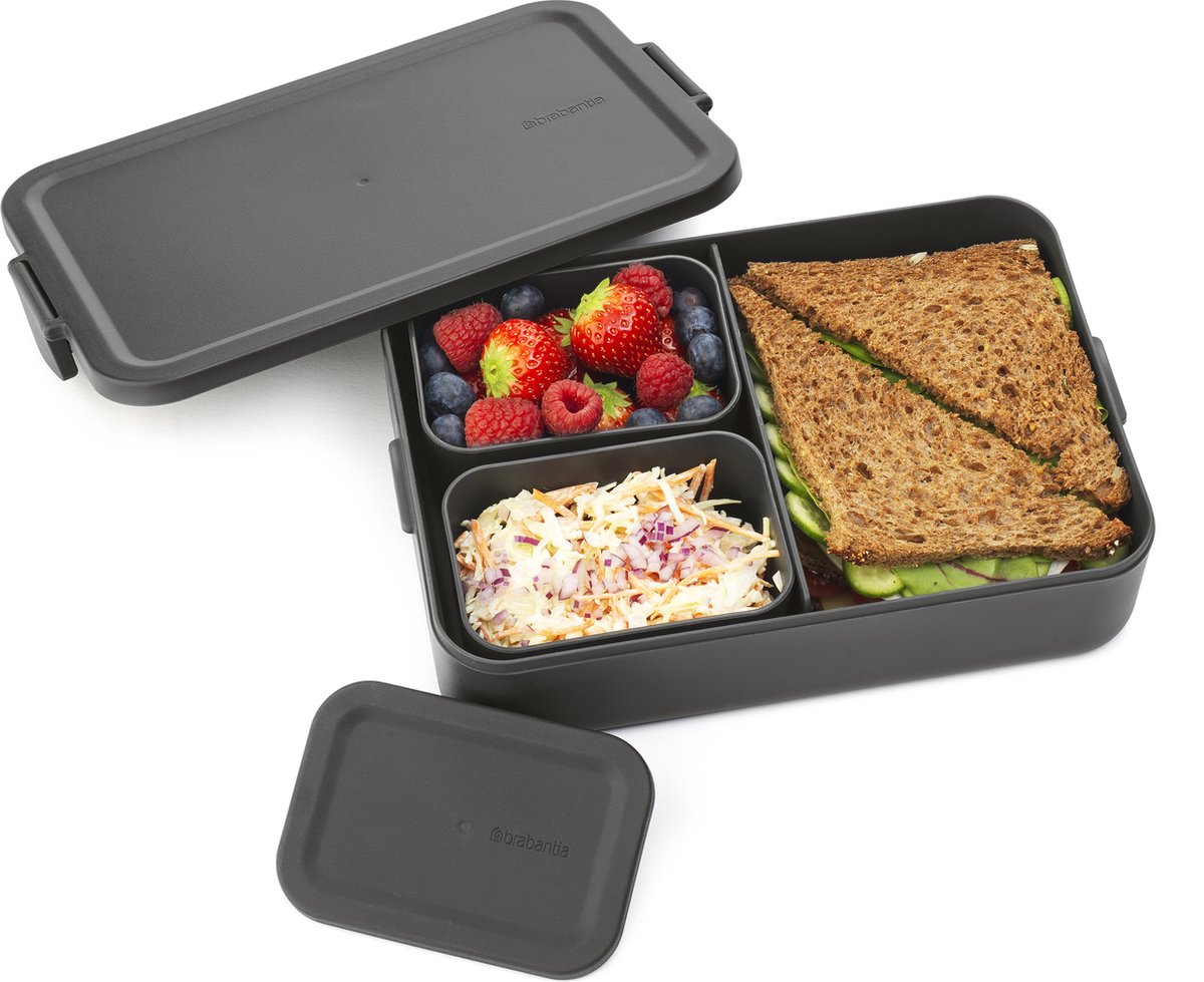  Brabantia Make &amp; Take Bento Lunchbox Incl Bentobox - Large - Kunststof - Dark Grey