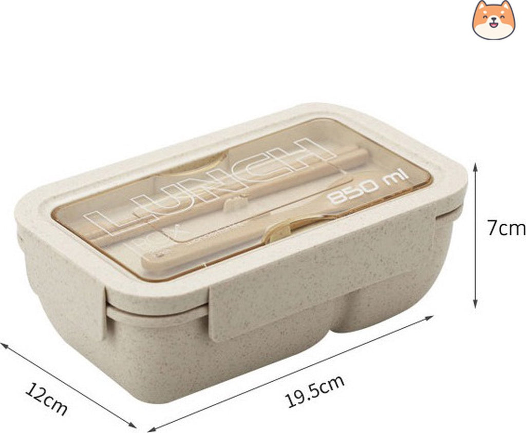 BentoBros® Duurzame Bento Box - Broodtrommel - Lunchtrommel - Lunchbox - Lunchset Voor Kinderen - Brooddoos - Duurzaam Hout - Inclusief Bestek - Voor Volwassenen En Kinderen - 0,85 Liter - Geschikt Voor Magnetron, Vriezer En Vaatwasser - Beige