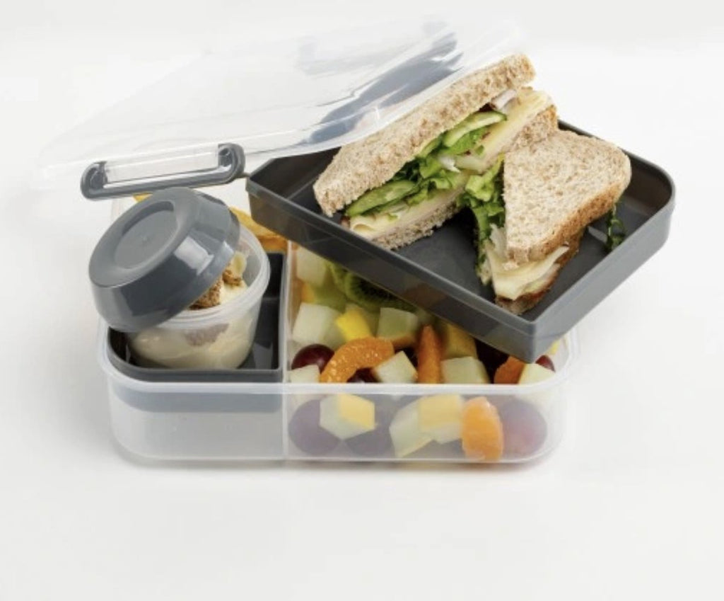  Lunchbox - Broodtrommel Inclusief Sausbeker - 3 Compartimenten - Saladebox - Brooddoos Met Yoghurtpotje