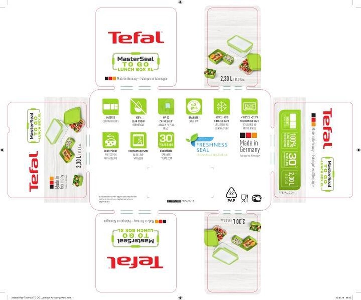  Tefal Masterseal To Go Lunchbox XL - 2,2L - Met Inlays