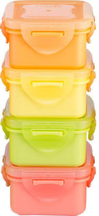  Lock&amp;Lock (mini) Vershoudbakjes Set Met Deksel - Snackdoosjes - Snackbox - Set Van 4 Stuks - Kinderen - Lekvrij - BPA Vrij - Klein - 180 Ml - Multicolor