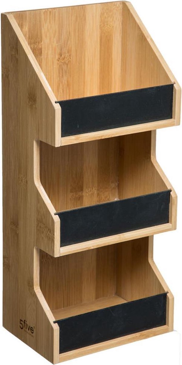 Merkloos Decopatent® 3 Laags Keuken Opbergrek - Staand Rek 3 Etages - Keukenrek - Bamboe Hout - Etagere Rek - Kruidenrek - Keuken Organizer