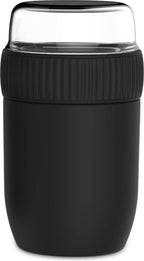  Coninx Thermos Lunchbox - Muesli Beker To Go - Isoleer Lunchpot - Yoghurtbeker To Go - Mueslibeker 840ml (600ml+240ml) - RVS / Zwart